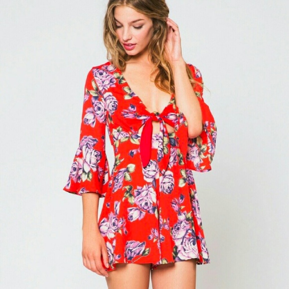 Orange Floral Romper